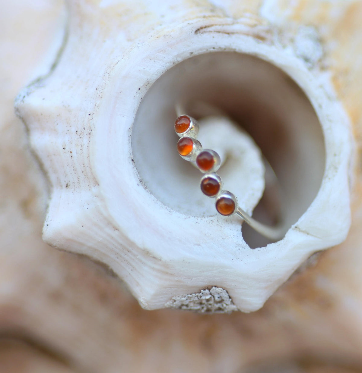 Sterling Silver Southwest Stacking Ring, Turquoise, Onyx, Carnelian Cabochon Band