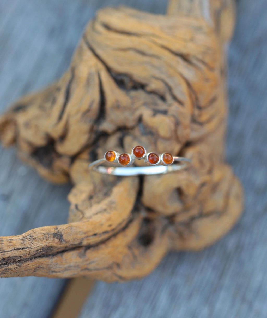 Sterling Silver Southwest Stacking Ring, Turquoise, Onyx, Carnelian Cabochon Band